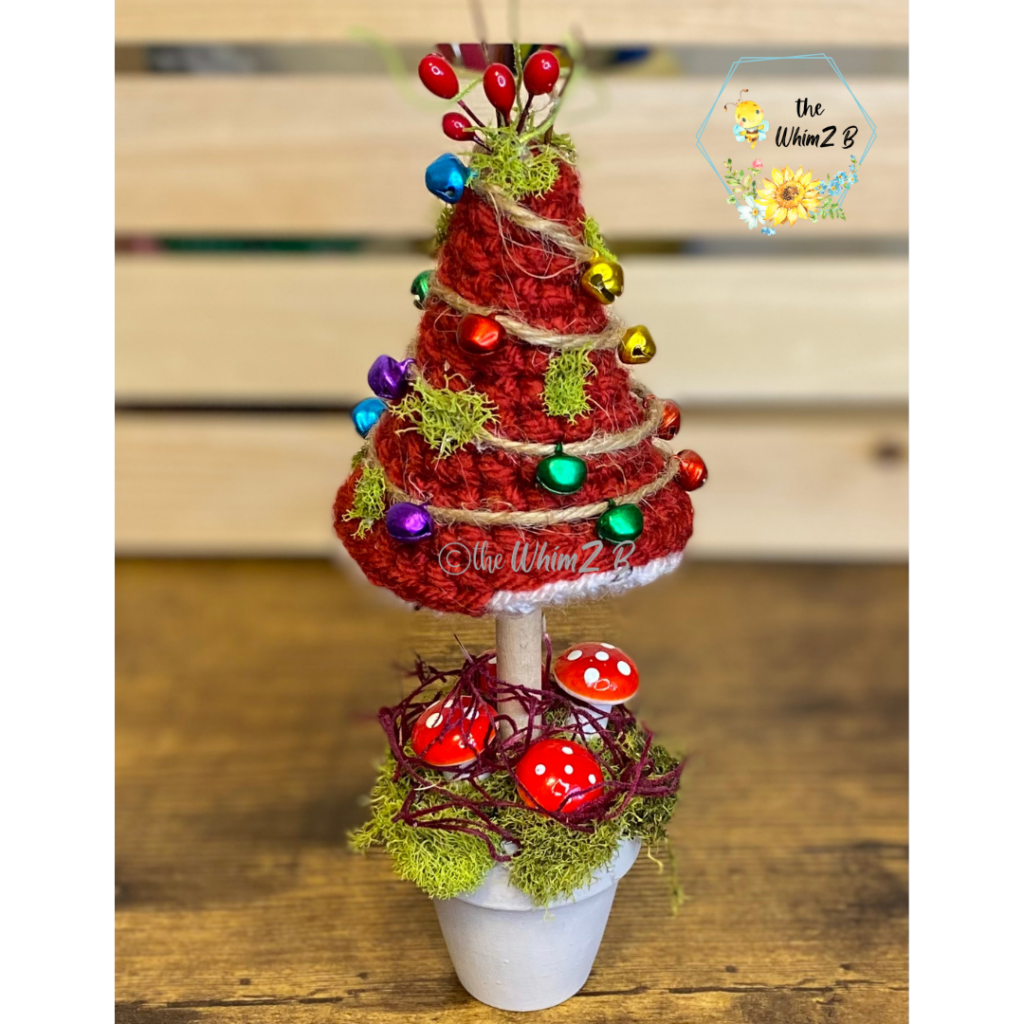 mushroom christmas tree free crochet pattern