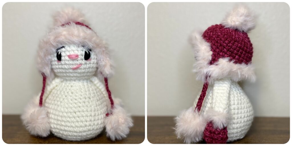 a snowman made with a free crochet pattern