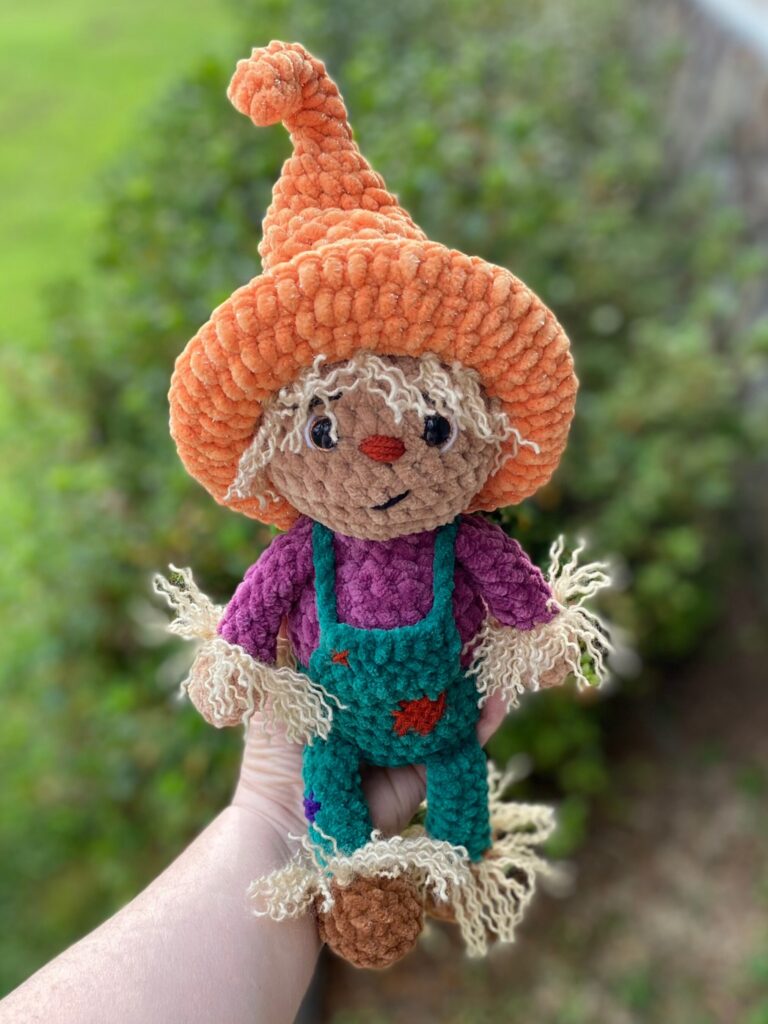 crocheted scarecrow pattern made with Premier Parfait Chunky yarns